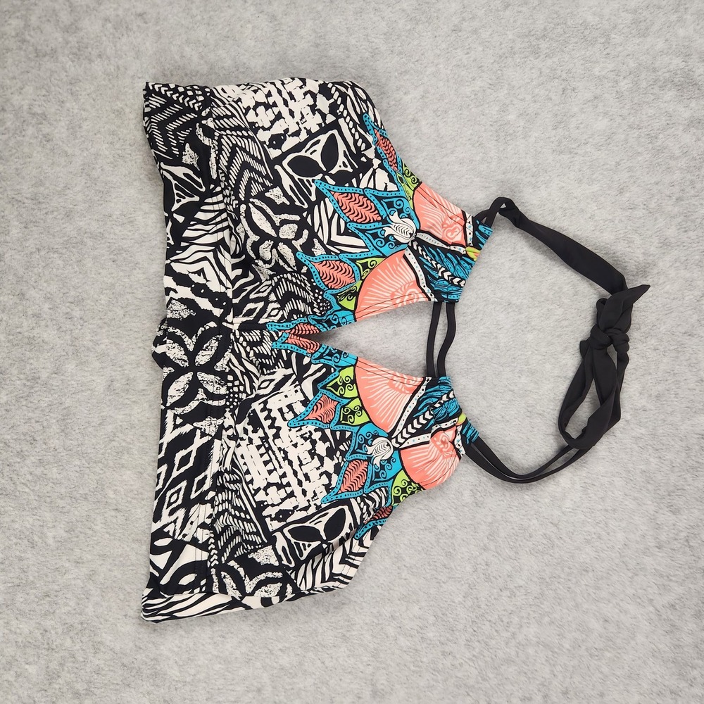 Gibson Latimer Bikini Top Womens XL Black White Multi Tribal Print Swimwear